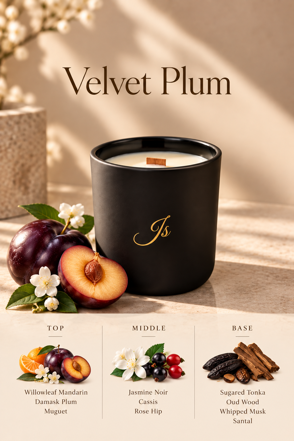 Velvet Plum – Natural Soy Wax Candle 200g