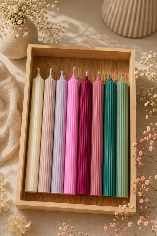 Classic Ribbed Taper Candle 19cm